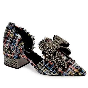 Jeffrey Campbell Valenti Embellished Bow Loafer In Multi Tweed